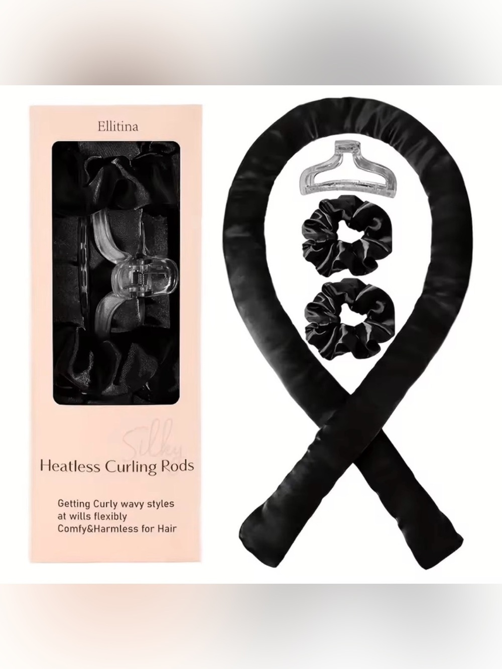 Black Heatless Curling Rod Set